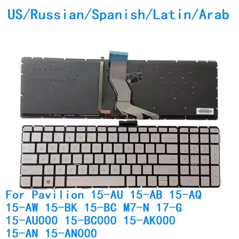 US RU SP LA AR Backlit Keyboard For HP Pavilion 15-AU 15-AB 15-AQ 15-AW 15-BK 15-BC M7-N 17-G 15-AU0