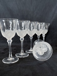 法國 JG Durand 高級水晶玻璃酒杯 JG Durand Florence Water Crystal Goblet Frosted Petals Glass By Cristal d'Arques