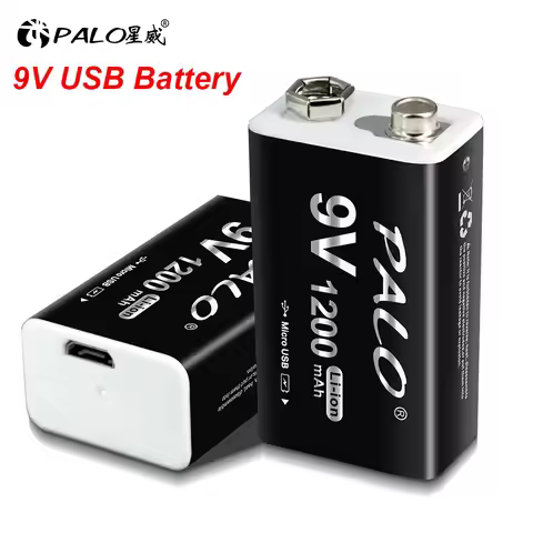 PALO 9V 1200mAh Li-Ion Battery USB Rechargeable 6F22 9V Batteries 9 volts Constant Voltage Bateria f