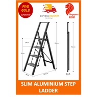 [LOCAL WHOLESALE] Step Ladder - 4/5 Steps / ULTRA Slim Aluminium Ladder / Foldable / Space Savings / Large Board Ladder