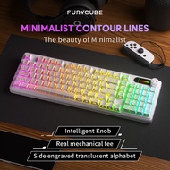 FURYCUBE IP98 PRO Membrane Keyboard Triple Mode RGB Backlit Knob Control Wireless Gaming Keyboard