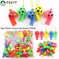 CHLIZ 10pcs Plastic Whistle Kids DIY Toys Referee Sport Rugby With Black/Yellow Rope Cartoon Whistles