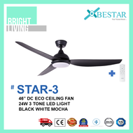 Bestar STAR-3 36/46/56 Inch Ceiling Fan with 24W 3 Tone LED Light Kit