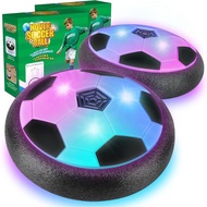 2 Pack Hover Soccer Ball with 8 Pcs Batteries, Air Floating Soccer Toy with LED Lights and Foam Bump