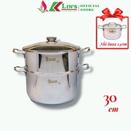 KLINS HIGH QUALITY 3-Bottom Stainless Steel Pot Set 30CM (FREE 14CM Stainless Steel Pot)