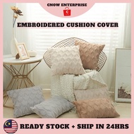 Plush Geometric Embroidered Cushion Cover Pillow Cover Sofa Pillowcase Cushion Case Sarung Bantal Cadar Sofa