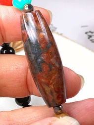 Tibetan Dzi Beads Cinnabar Faluo Dzi Beads 藏传朱砂法螺天珠 39.9x13.6mm