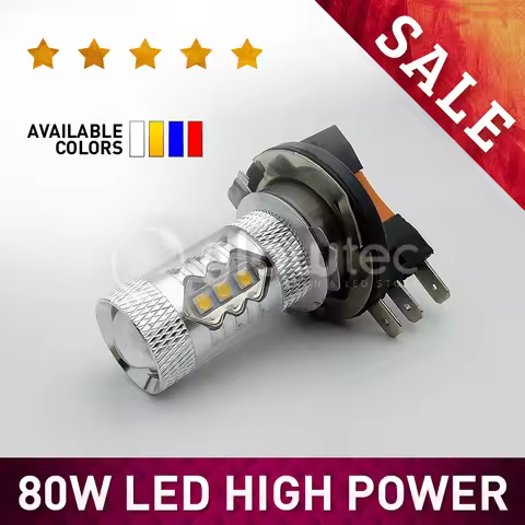 1 x H15 16SMD 12V 80W High Power LED Headlight Bulb with LENS LED Chips Car Lamp Auto Light GLOWTEC