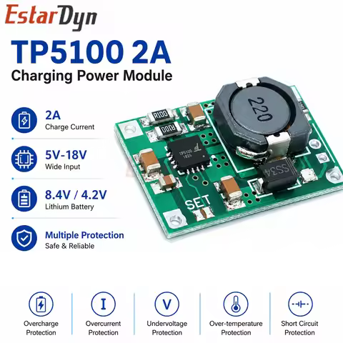 Estardyn TP5100 2A 1S/2S Lithium Battery Charger Module Single/Dual Cell Charge Board for Fast Charg