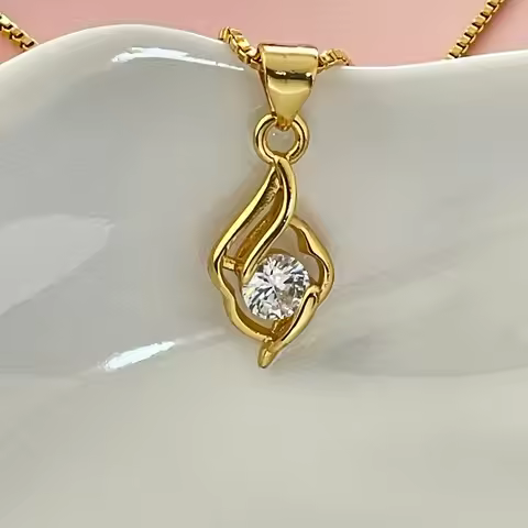 Romantic Gift Fresh Style Zircon Pendant Necklace For Women 24K Gold AU999, delicate and with nice m