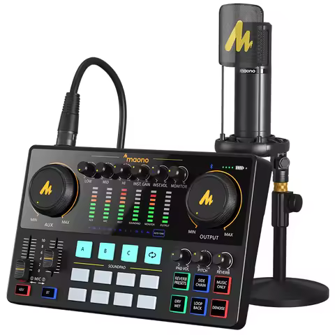Maonocaster AME2A Sound Card Set With XLR Microphone Audio Interface Podcasting for Youtube DJ Live 
