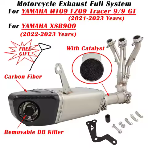 For YAMAHA MT09 FZ09 Tracer 9/9GT XSR900 FZ MT 09 2021 2022 2023 Moto Exhaust Full Escape Modified M