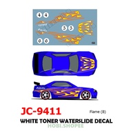 JC411 - FLAME B - DECALS Hotwheels 1:64 diecast custom white toner waterslide decals