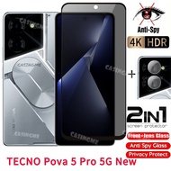 TECNO Pova 5 Pro 5G ฟิล์มกันรอยป้องกันเต็มพื้นที่ของหน้าจอแก้วแบบเทมเปอร์กันสอดแนมส่วนตัวฟิล์มติดกระจกเพื่อความเป็นส่วนตัวป้องกันการแอบมองสำหรับ TECNO Pova 5 5Pro Pova5Pro Pova5 Pro 5G ฟิล์มติดกระจกเพื่อความเป็นส่วนตัวป้องกัน2023