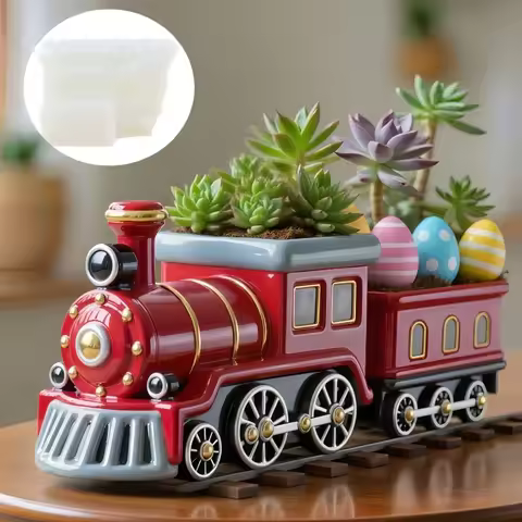 Locomotive succulent plant flowerpot resin silicone mold storage box concrete mould engine Train can