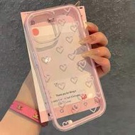 Heart Painted Hole Simple 2-In-1 Blue Border Shockproof Thickened Phone Protective Case Compatible W