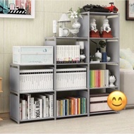 Portable bookshelf 9 Sides Grey Multipurpose shelf
