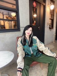 TAILOR TOYO 東洋咖褐金黃x米黃亮綠 雙面穿橫須賀刺繡棒球外套