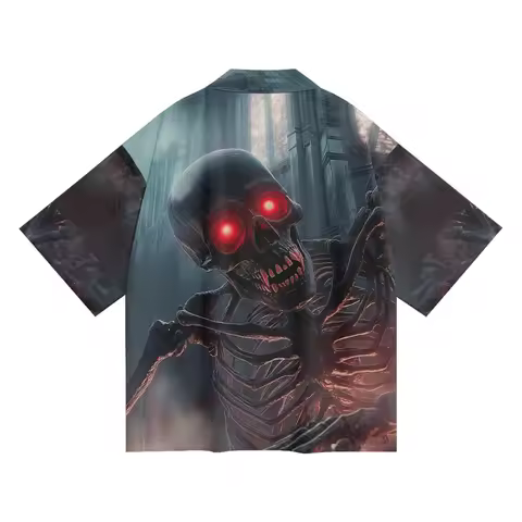 Plus Size 4XL 5XL 6XL Fashion Skeleton Print Cardigan Haori Women Beach Yukata Japanese Kimono Stree