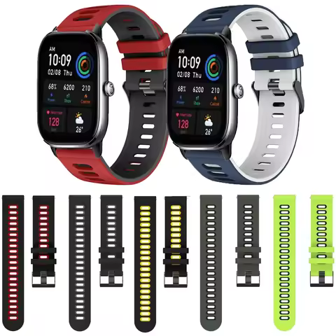 20mm Two-color Silicone Strap For Huami Amazfit GTS2 GTS4 mini GTS3 GTS2e Neo GTS 2 3 4 2e Active Ac