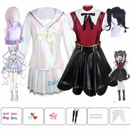 Needy Girl Overdose Cosplay Costume Black Faux Leather Skirt Wig Anime JK Uniform White Abyss Kangel Ame Chan Cosplay Costume