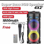 SING-E ZQS4239S 4x2 Inches High Quality Super Strong Bass 16W1800mAh RGB Karaoke Portable Multifunct