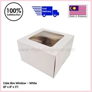 Cake Box Window White 8 x8 x 5 Folding Box with Window, White Window Box Made in Malaysia