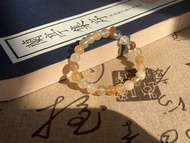 【琥華金曦。水晶手串】黃膠花、天然蜜蠟|礦物手串、礦石手串