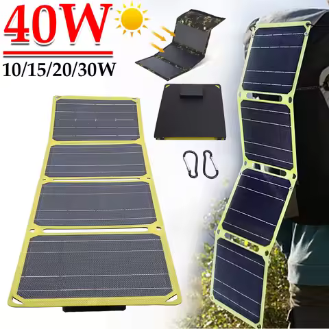 ​30W/40W 5V Portable Battery Phone Charger Type C USB-A DC Output Foldable Photovoltaic Panel Solar 