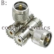 1pc UHF PL259 to UHF Female so239 T Type 3 Way Coax Cable Adapter Connector