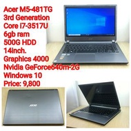 Acer M5-481TG3rd GenerationCore i7-3517U6gb