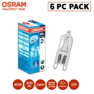 6 PC PACK | OSRAM G9 Halogen Halopin | 40W | 240V | G9 | 2 Pin | Warm White