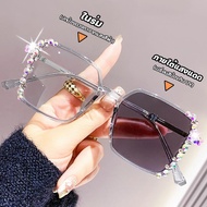 แว่นสายตาสั้นเลนส์ออโต้ ออกแดดเปลี่ยนสี แว่นกันแดด แว่นตาไร้กรอบ UV400 แว่นกรองแสง ผญ แว่นตาไร้กรอบ 