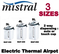 Mistral Electric Thermal Airpot .... 3 SIZES ..... MAP-308(3L)  MAP-408(4L)  MAP-508(5L)