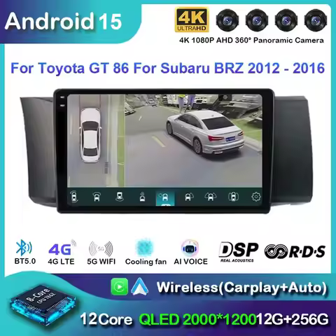 Android 15 Carplay Car Radio For Toyota GT 86 For Subaru BRZ 2012 - 2016 Navigation GPS Multimedia P