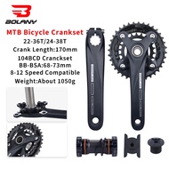 Bolany Bicycle Crankset Set, Crank Length 170mm, 104BCD, Mountain Bike Use, Double Crankset Crankset