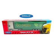 WELLY 1:87 METAL DIE CAST SCANIA CONTAINER TRUCK (GOLD & GREEN) MODEL COLLECTION 72135WG