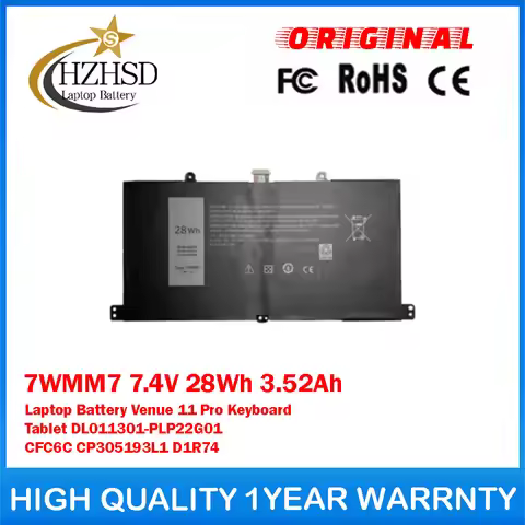7WMM7 7.4V 28Wh 3.52Ah Genuine Original Laptop Battery For Dell Venue 11 Pro Keyboard Tablet DL01130