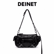 【DEINET】Fashion tote bag with rivets, handbag for commuting, motorcycle-style shoulder strap, crossb