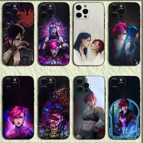 Arcane Game J-Jinx Vi Phone Case For iPhone 16,15,14,13,12,11,Pro,X,XS,Max,XR,Plus,Mini Soft Black C