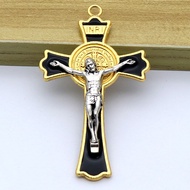 Diyalo 1PC Religious Gold Silver Color Exorcism St Benedict Crucifix Cross Pendant Charms for DIY Ro