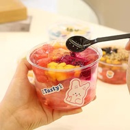 50pcs PET fruit dessert cup in 12oz/16oz with flat or dome lid