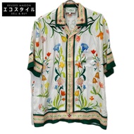 Casablanca MS20-SH-003 白色絲綢 L'Arche Fleurie 全印花短袖襯衫 M 碼 [二手]
