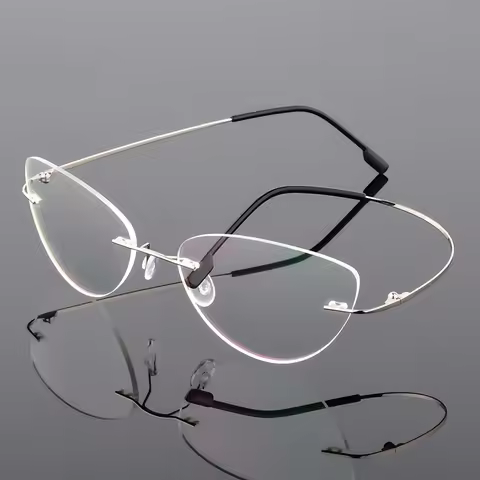 Cat eye titanium rimless Reading Glasses ultra-light women alloy Rimless reading eyeglasses Presbyop