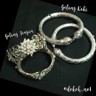 Gelang Kaki & Gelang Tangan klasik Tradisional / Pengantin / Tarian. Material : Tembaga plated Silve