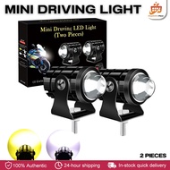 2 PCS Motorcycle Mini Driving Lights High Low Yellow+White LED Headlight with Domino 2 Way Switch