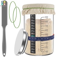 7Pcs Sourdough Starter Jar with Scale 900ml Large Capacity Sourdough Starter Container Reusable Glas