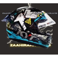 Kyt R10-HELMET KYT R10 MOTIF AQUA RED KYT R 10