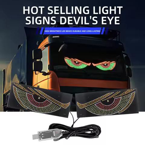 Car Truck Devil Eyes LED Screen Light Dynamic Flashing Animation Led Eye Display Pixel Panel Front R