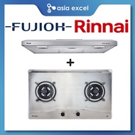 RINNAI RH-S95A-SSVR 90CM SLIMLINE HOOD + FUJIOH FH-GS6520 SVSS 2 BURNER STAINLESS STEEL GAS HOB